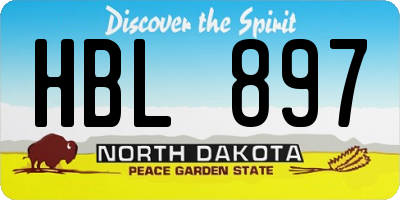 ND license plate HBL897