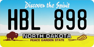 ND license plate HBL898