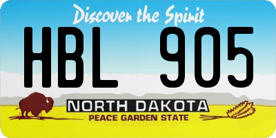 ND license plate HBL905