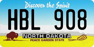 ND license plate HBL908