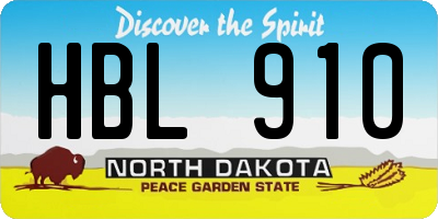 ND license plate HBL910