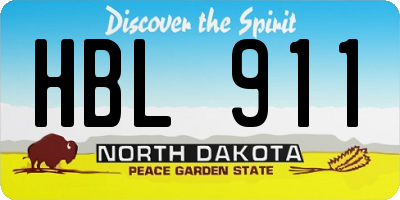 ND license plate HBL911