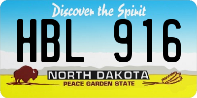 ND license plate HBL916