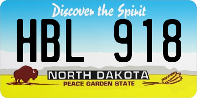 ND license plate HBL918