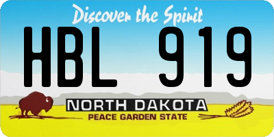 ND license plate HBL919