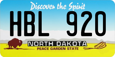 ND license plate HBL920