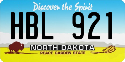 ND license plate HBL921