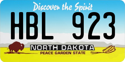 ND license plate HBL923