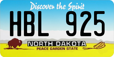 ND license plate HBL925