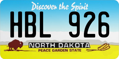 ND license plate HBL926