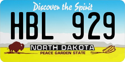 ND license plate HBL929