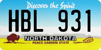 ND license plate HBL931