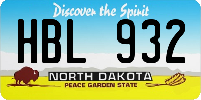ND license plate HBL932