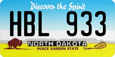 ND license plate HBL933