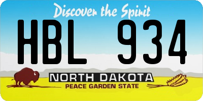 ND license plate HBL934