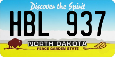 ND license plate HBL937