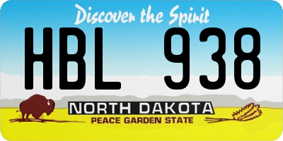 ND license plate HBL938