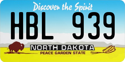 ND license plate HBL939