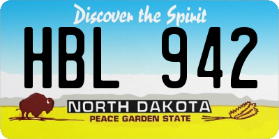 ND license plate HBL942