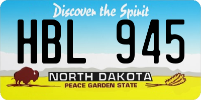 ND license plate HBL945