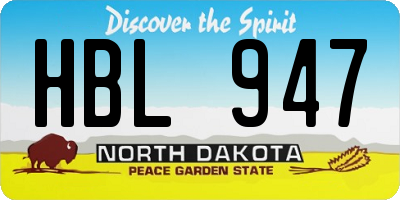 ND license plate HBL947