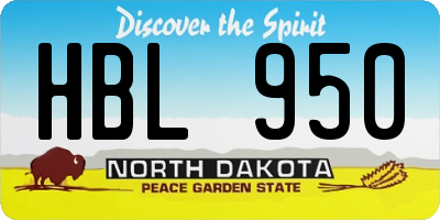 ND license plate HBL950