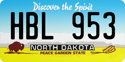 ND license plate HBL953