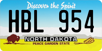 ND license plate HBL954