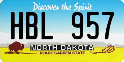 ND license plate HBL957