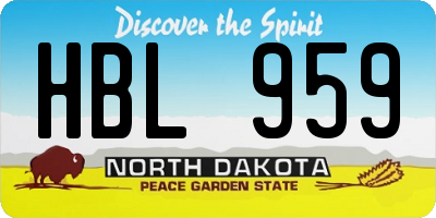 ND license plate HBL959
