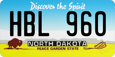 ND license plate HBL960