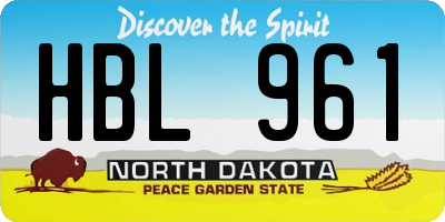 ND license plate HBL961