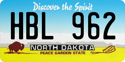 ND license plate HBL962