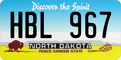 ND license plate HBL967