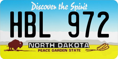 ND license plate HBL972