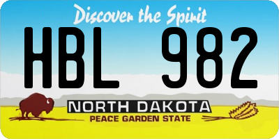 ND license plate HBL982