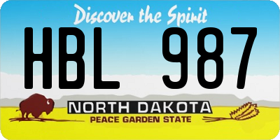 ND license plate HBL987
