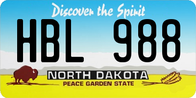 ND license plate HBL988