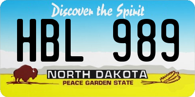 ND license plate HBL989