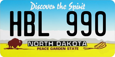 ND license plate HBL990