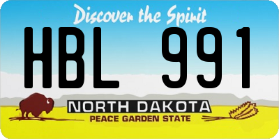 ND license plate HBL991