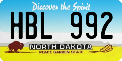 ND license plate HBL992