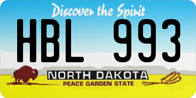 ND license plate HBL993