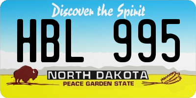 ND license plate HBL995