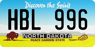 ND license plate HBL996