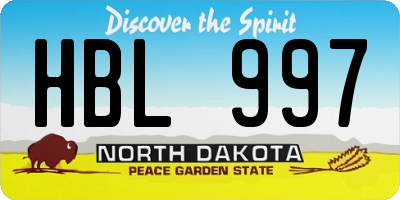 ND license plate HBL997