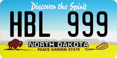 ND license plate HBL999