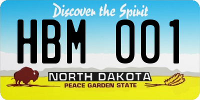 ND license plate HBM001