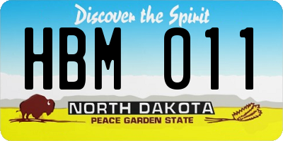 ND license plate HBM011