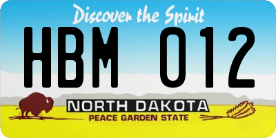 ND license plate HBM012